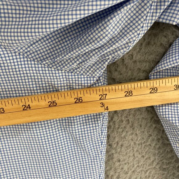 Ralph Lauren Shirt Mens 17 Blue Check Classic Fit Button Down Collar Long Sleeve - Picture 7 of 9